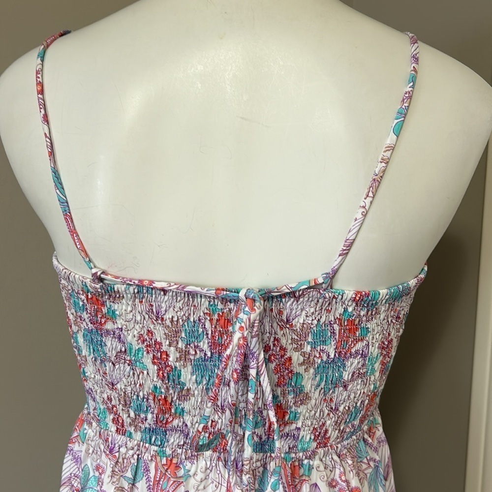 NWT Anthropologie Cotton Floral Halter Belle Maxi Dress Pink Blue White Medium - Picture 6 of 9